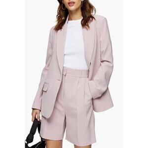 Topshop Clean Crepe Single Breasted Blazer Suit Jacket Pink Size 4
